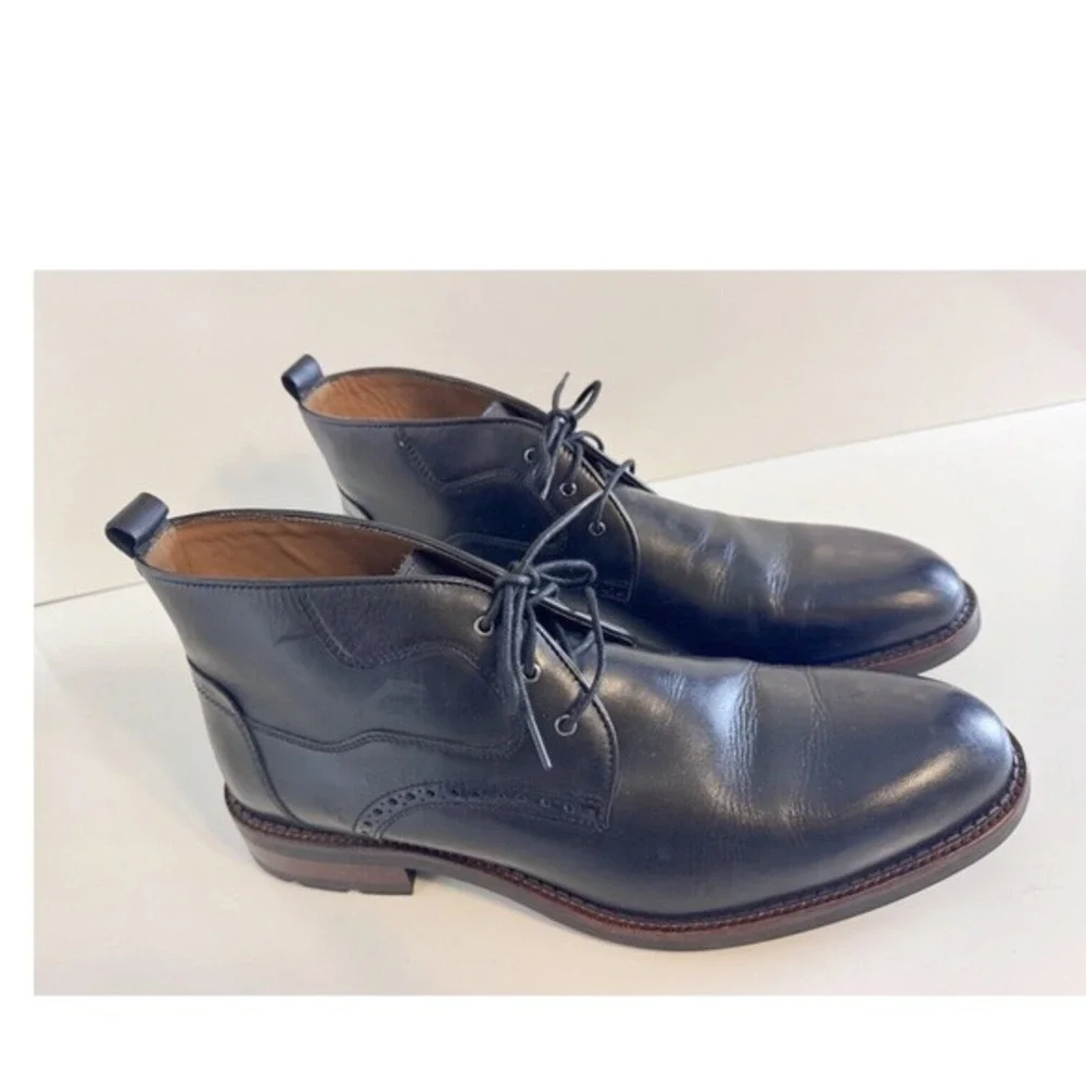 Johnston & Murphy Black Leather Wingtip Brogue Chukka Boots Dress Shoes 13 48-04